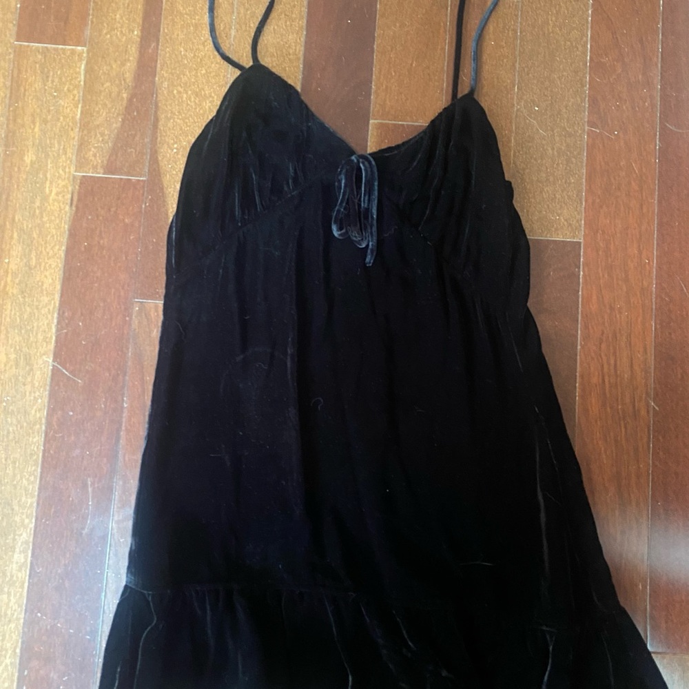 Reformation black velvet mini dress 0